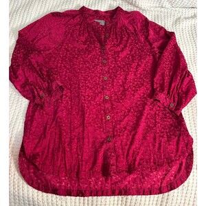 Anthropologie Blouse large cranberry color button down pink red wine